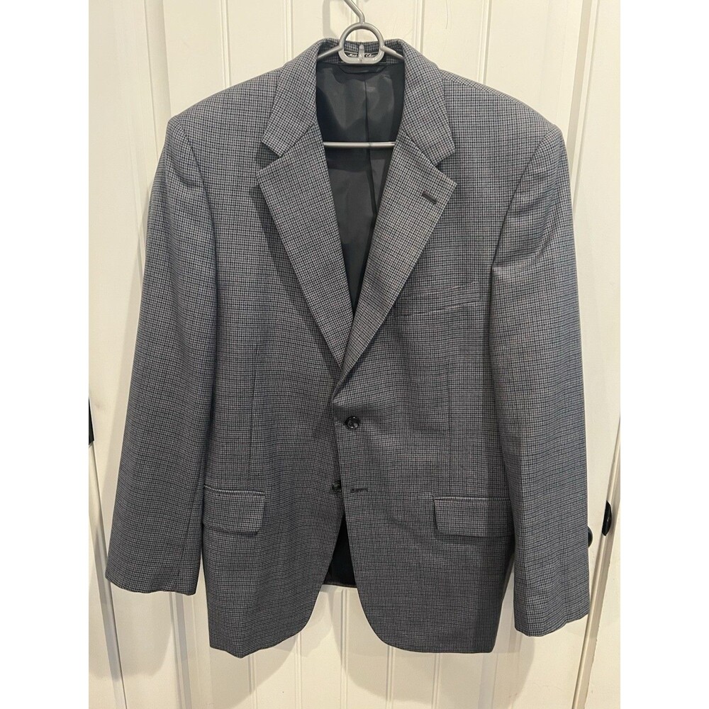 Bert Pulitzer Men’s Gray Micro Houndstooth Windowpane Sport Coat Blazer 42R Est